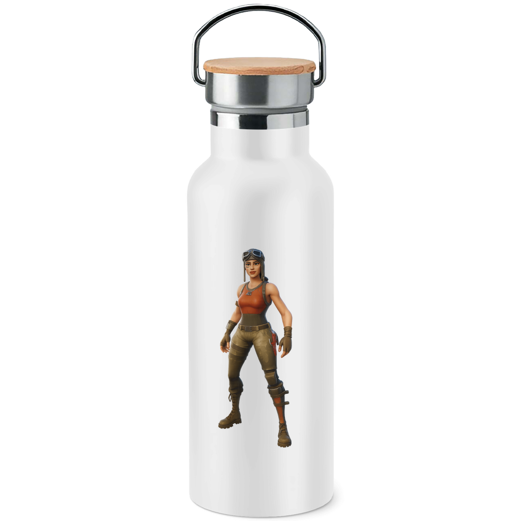 Edelstahl-Trinkflasche mit Bambusdeckel LOGO 5