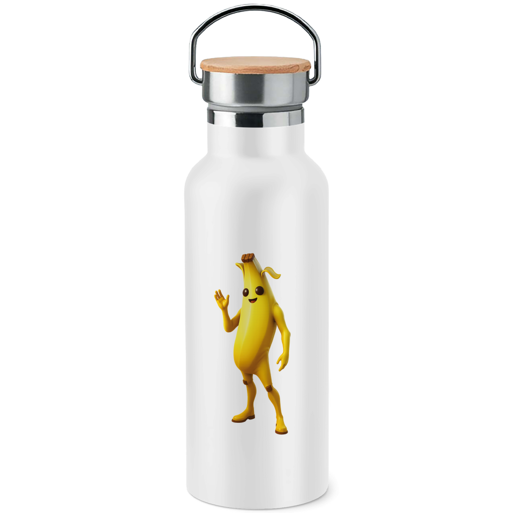Edelstahl-Trinkflasche mit Bambusdeckel "Golden Peel Edition"