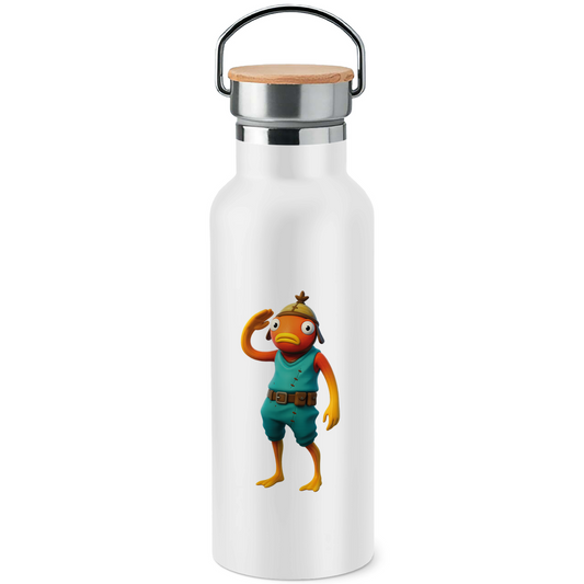 Edelstahl-Trinkflasche mit Bambusdeckel LOGO 1
